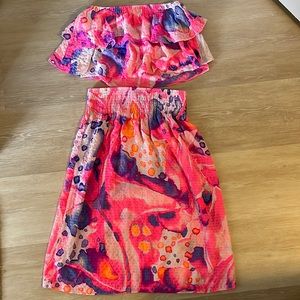 Two Piece Lily Pulitzer Flounce Tube Top and Skirt
